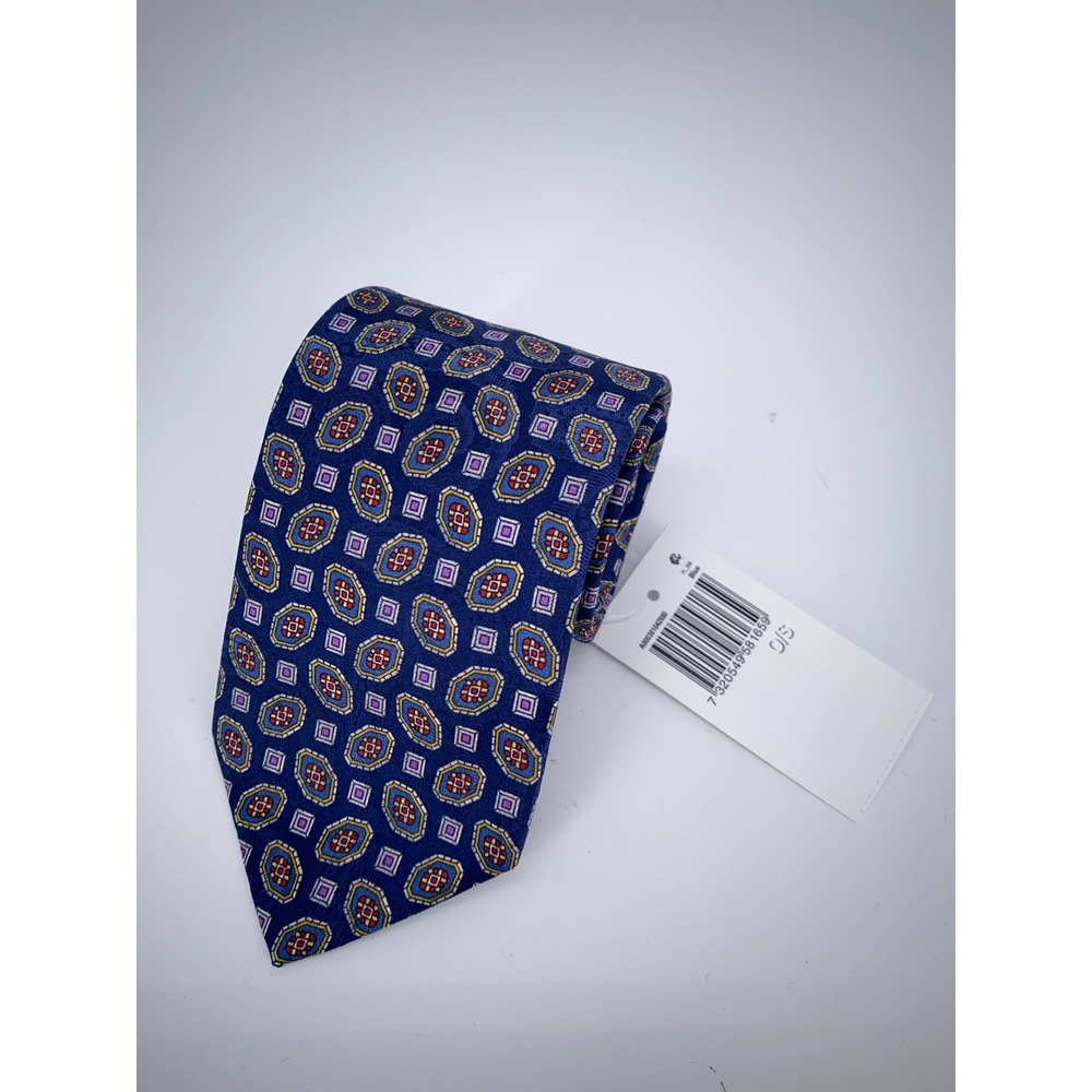 Eton Tie Mens Blue Geometric Silk Classic Luxury Necktie Italy Made NWT